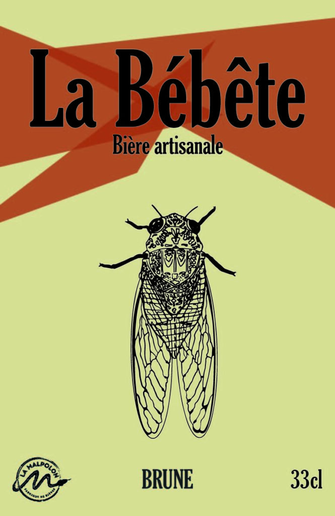 Etiquette de bière malpolon, le bébête CIGALE