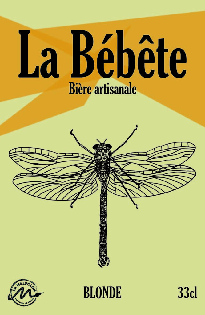 Etiquette de bière malpolon, le bébête LIBELLULE