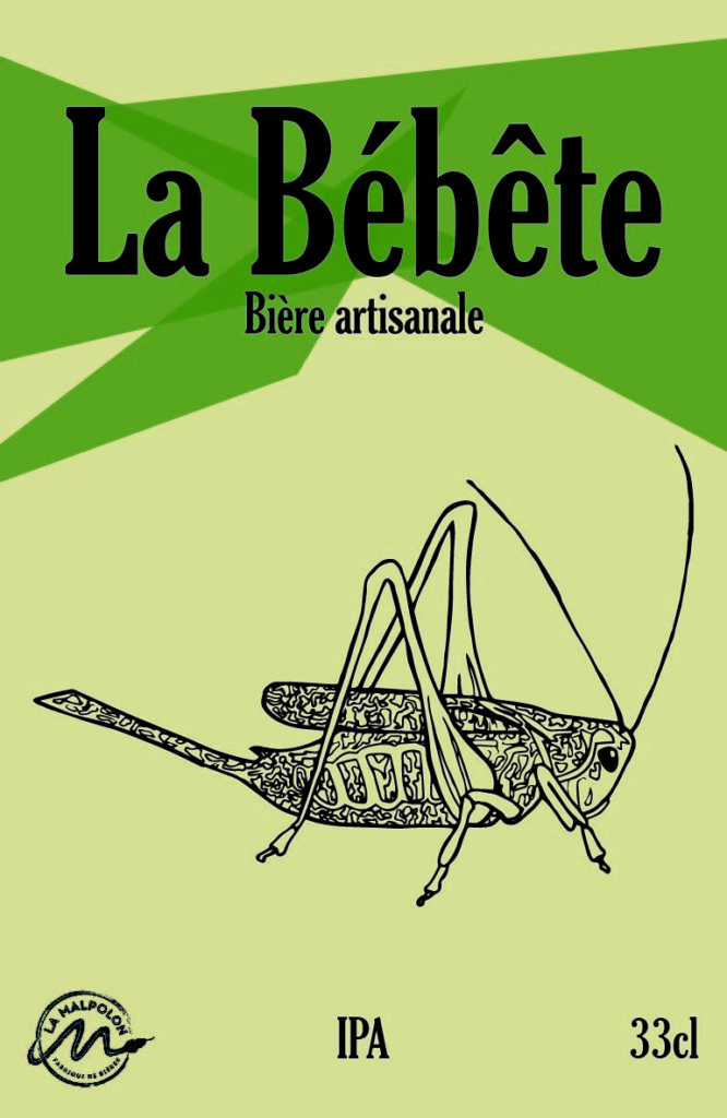 Etiquette de bière malpolon, le bébête SAUTERRELLE