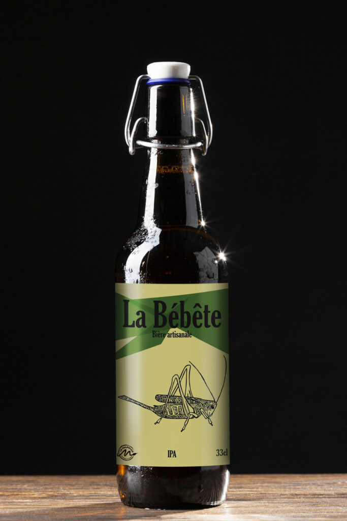 Mockup étiquette de bière malpolon, la bébête libellule